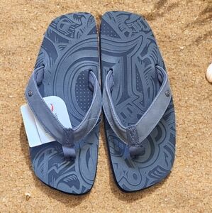 NWT Li-Ning Men's Flip Flop  Sandals Gray Black No Size 10.5" Toe To Heel  Beach